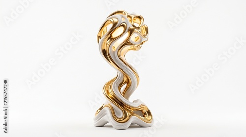 Elegant sculptural table lamp with flowing gold design. Modern decorative lighting fixture in serpentine shape for luxury interiors.