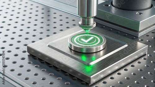 Detailed View of Approved Laboratory Device on Metal Surface