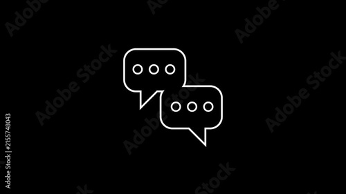 Speech Bubble Drawing Animation with White Outline on Black Background