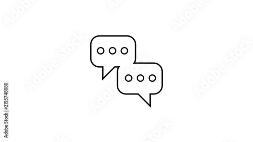 Speech Bubble Drawing Animation with Black Outline on White Background