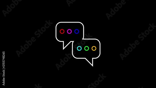 Speech Bubble Animation Drawing Outline with Colorful Typing Dots