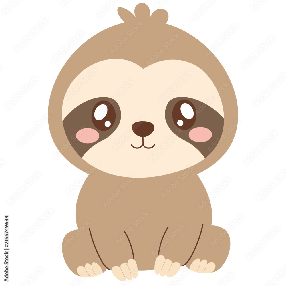Obraz premium Cute brown sloth sitting for jungle and wildlife vector illustration design.