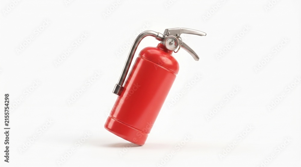 Fototapeta premium Red fire extinguisher isolated on white background. Safety equipment icon for emergency preparedness and workplace compliance.