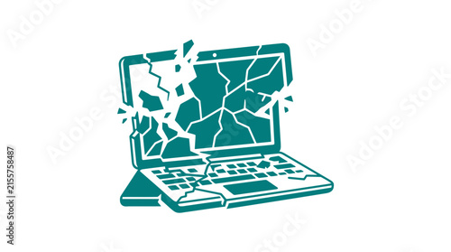 Bild auf Leinwand Broken Laptop Screen Isolated on Transparent Background