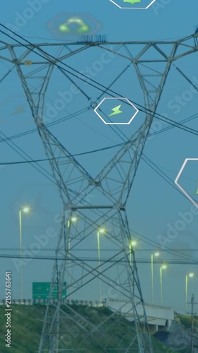 Animation of digital icons over power lines