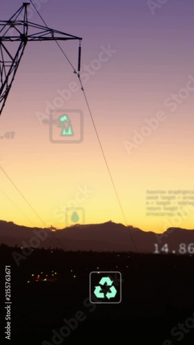 Animation of digital icons and data processing over power lines