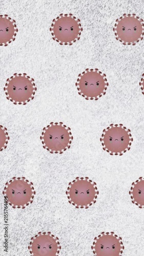 Animation of virus cells moving on beige background