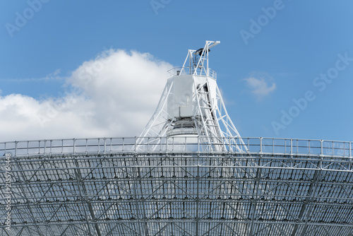 Effelsberg radio telescope dish structure against blue sky