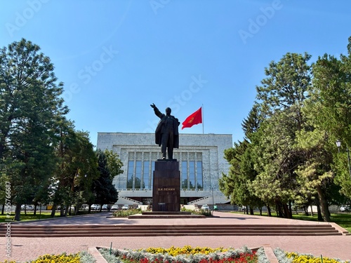 Monument of V. I. Lenin in the center of Bishkek in Kyrgystan