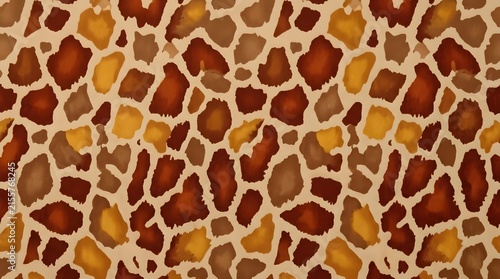 Seamless giraffe pattern background with brown and orange spots on beige skin animal print for fashion textile design and vector illustration