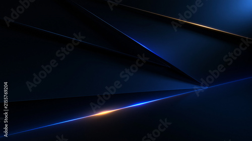 Dark Blue Abstract Geometric Background with Glowing Edges