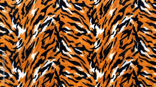 Tiger print seamless pattern with vibrant orange and black animal skin stripes for exotic fashion fabric and luxury home decor background