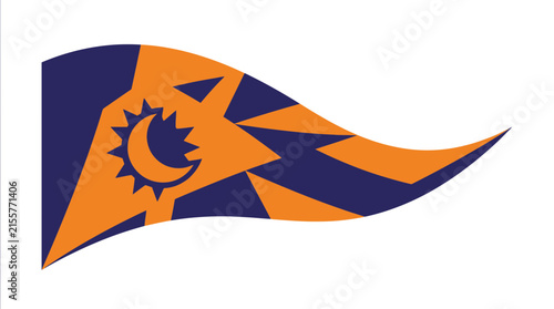 Celestial Sun Moon Crescent Abstract Flag Isolated