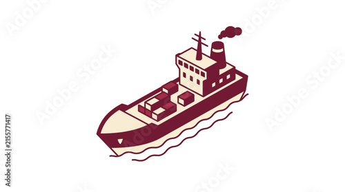 Cargo Ship Isolated Illustration