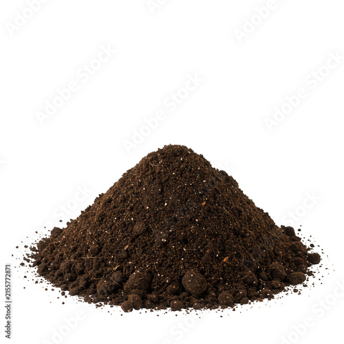 Pile of soil for gardening isolated on transparent background