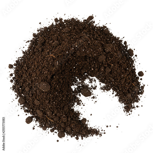 Pile of dark brown soil isolated on transparent background
