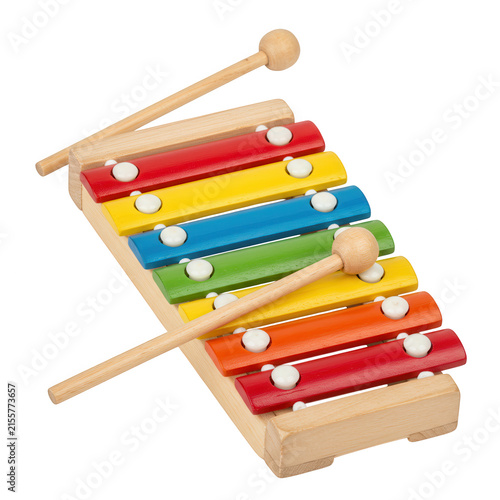 Colorful xylophone with mallets isolated on transparent background