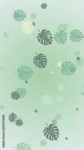 Green Monstera Leaves Pattern on Mint Gradient Background