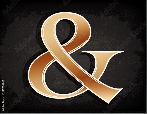 ampersand elegant ribbon symbol on grunge background
