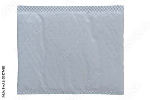 White poly bubble bag for shipping and protection. Isolated