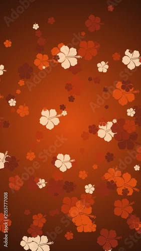 Hibiscus Floral Pattern on Orange Gradient Background