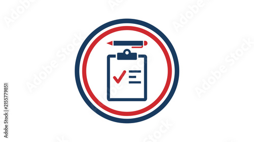 Clipboard checklist icon with pen, isolated on transparent background
