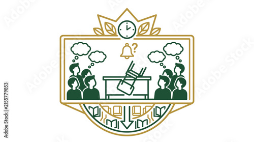 Classroom chaos, overturned chair, students thinking, bell ringing, time.