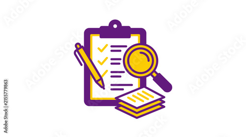 Clipboard Checklist Magnifying Glass Isolated Transparent Background