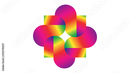Abstract Colorful Interlocking Geometric Shapes Isolated on White