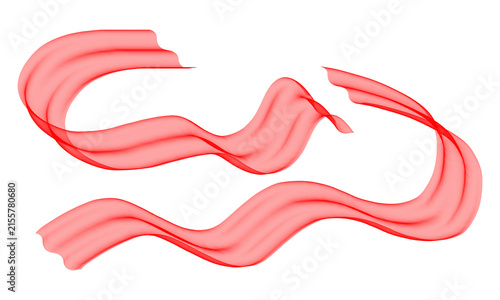 Fotografía Abstract red wavy lines flowing on transparent background
