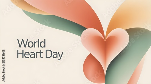 Creative World Heart Day background with elegant pastel wave lines shaping a heart symbol
