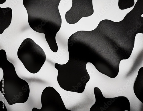 black and white cow print pattern with irregular shapes design