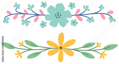 floral line border decoration set hand drawn illustartion
