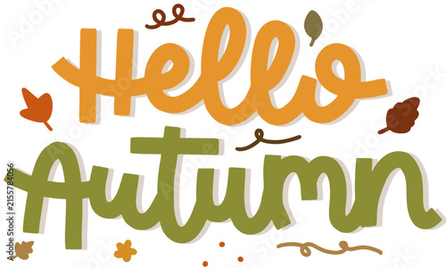 hello autumn hand lettering text colorful illustration