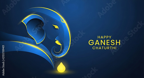 Creative blue lord ganesha illustration for happy ganesh chaturthi festival greeting card