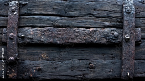 Weathered Wooden Texture with Rusty Metal Hardware Close-Up