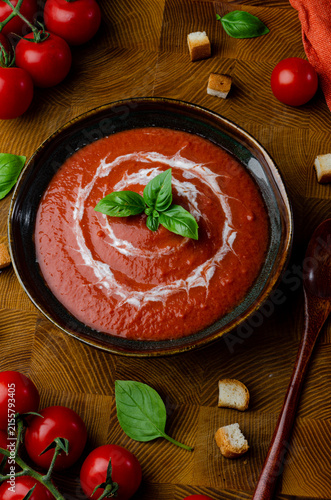 tomato soup with basil and tomatoes