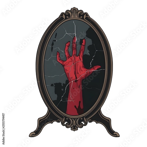 bloody Handprint on Antique Mirror,halloween 