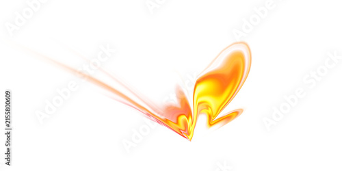 Flowing Orange and Golden Abstract Light Ribbon with Smooth Motion, Isolated Transparent PNG Graphic Element