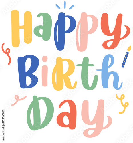 happy birthday hand writing text playful font cute decoration