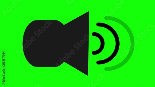 Minimalist White Speaker Icon with Freezer Engine Sound Effect - 4K Industrial Machine Noise Audio on Green Screen