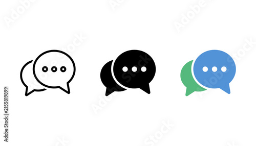 Set of chat bubble icons, speech bubbles with dots, communication symbols, vector illustration