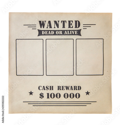 three person wanted poster isolated on white