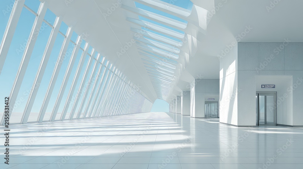 Fototapeta premium Modern Architectural Interior with Bright Natural Light and Perspective