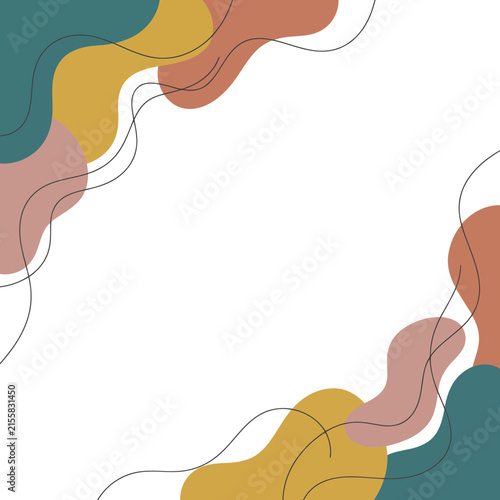 Abstract Organic Shapes With Flowing Thin Lines Against A Solid Black Background