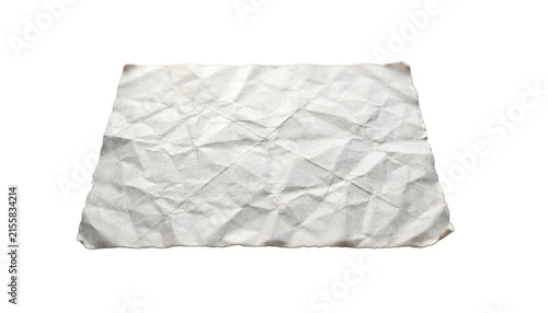 Crumpled white paper sheet with texture and folds