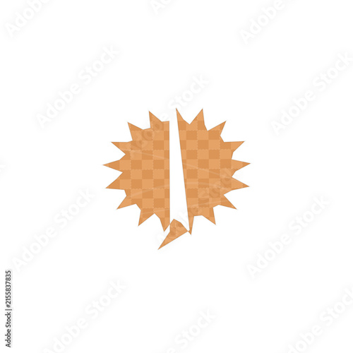 A stylized orange starburst speech bubble icon isolated on a black background