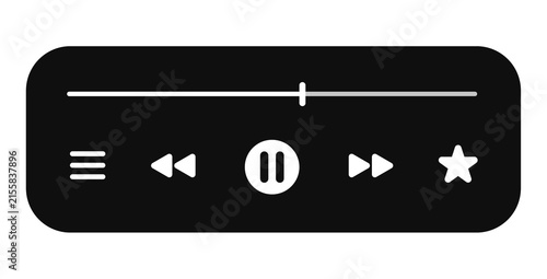 Modern Audio Player Interface Bar with Media Control Buttons