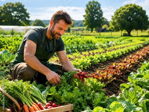 Maraîcher dans son jardin 