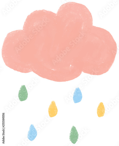 pink clouds oil pastel colorful rain drop hand drawn oil pastel